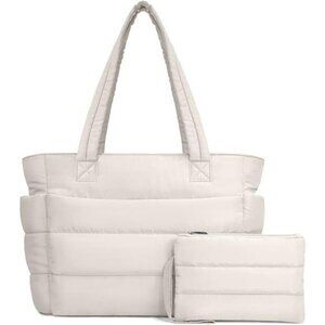 TOPDesign Puffer Tote Bag Quilted Lightweight Shoulder Bag for Work Travel
